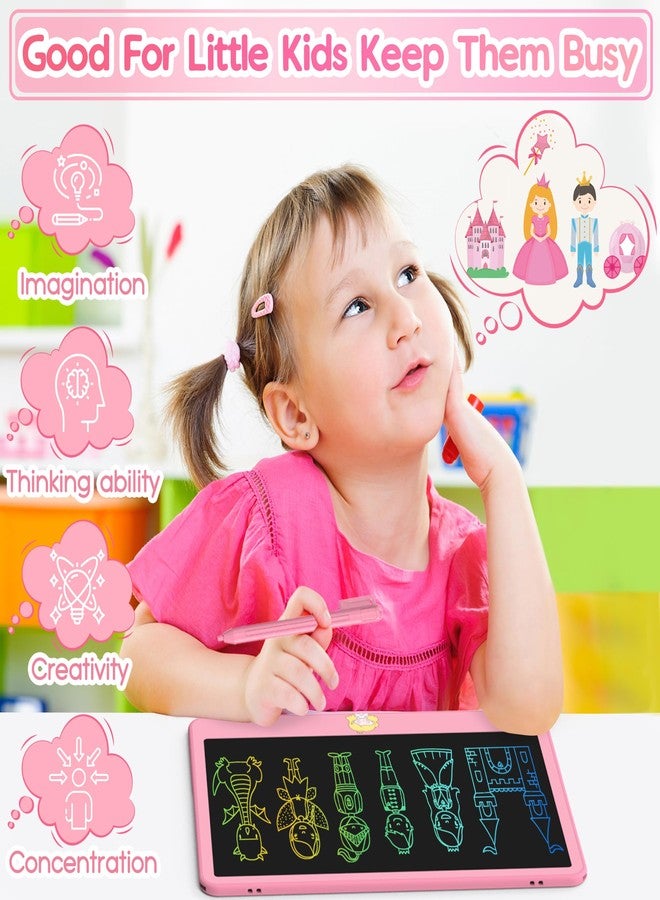 hockvill لوحة كتابة هوكفيل LCD مقاس 12 بوصة، ألعاب للأولاد والبنات، لوحة رسم للأطفال من عمر 3 إلى 7 سنوات، لوحة رسم قابلة للمسح للأطفال الصغار، مستلزمات السفر، هدية عيد الطفل في يوم الكريسماس - وردي - Image 4